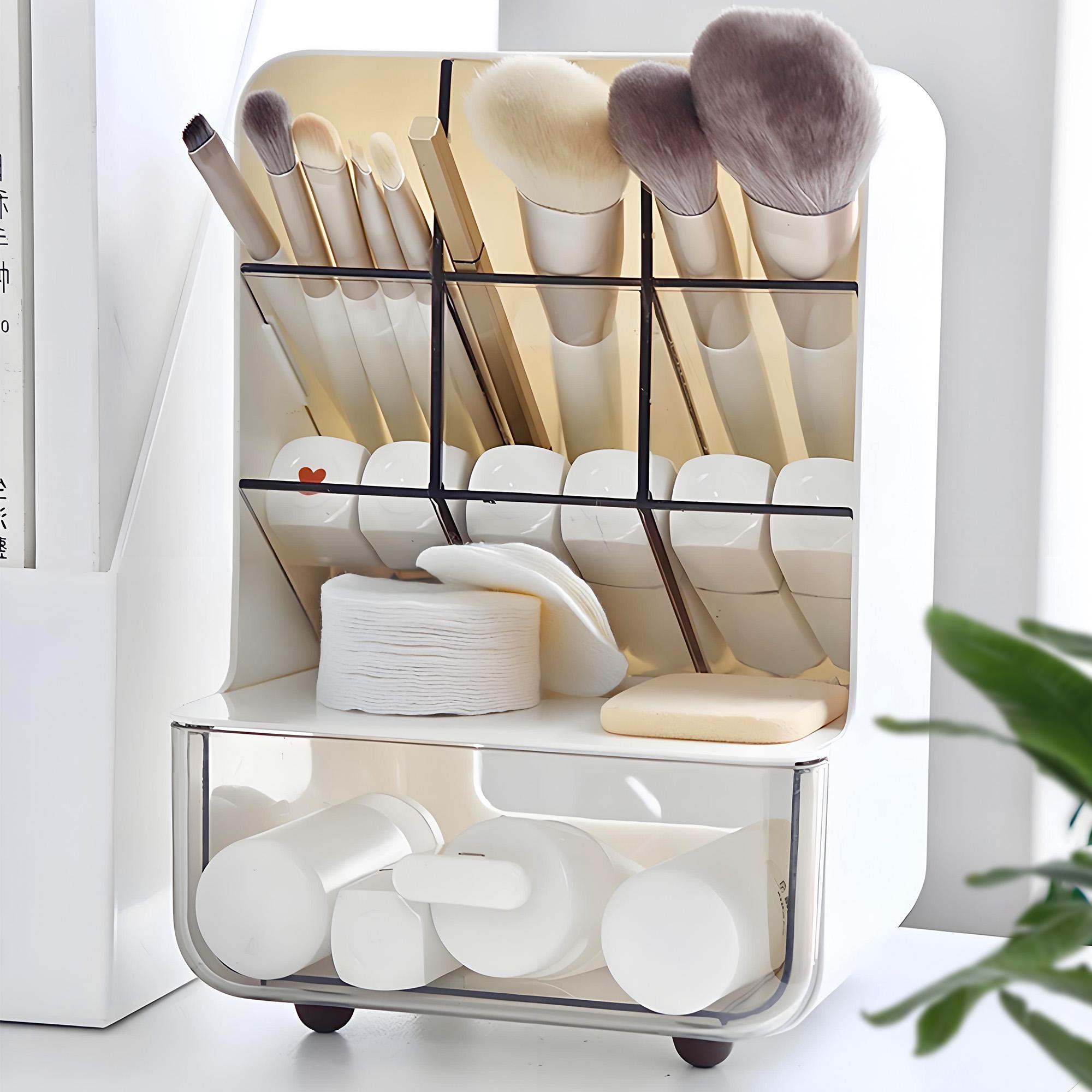 BePatio Pencil holder,1 Count Large Capacity Multi-grid Desk Side Stationery Storage Box,makeup brush holder with Drawer,Stationery Storage Box  for Home Office School,Desk Organizer