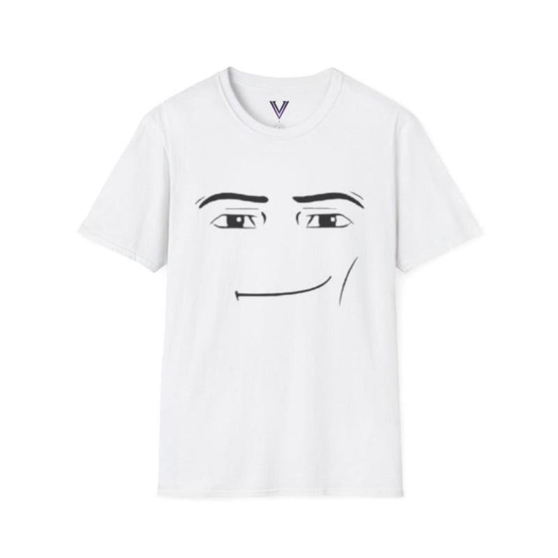 Roblox Man Face T-Shirt, Minimalist Sarcastic Expression Tee, White Graphic Shirt, Internet Humor, Unisex Casual Top Menswear Tshirt Streetwear Crewneck Tropical Shortsleeve good graphic tees men's graphic tees