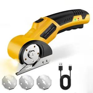 Cordless Electric Scissors for Home & Work – Heavy Duty Wireless Cutter with Safety Lock, LED Light, Long-Lasting Battery & Extra Blades for Cardboard, Boxes, Fabric, Plastic & Daily Cutting Tasks