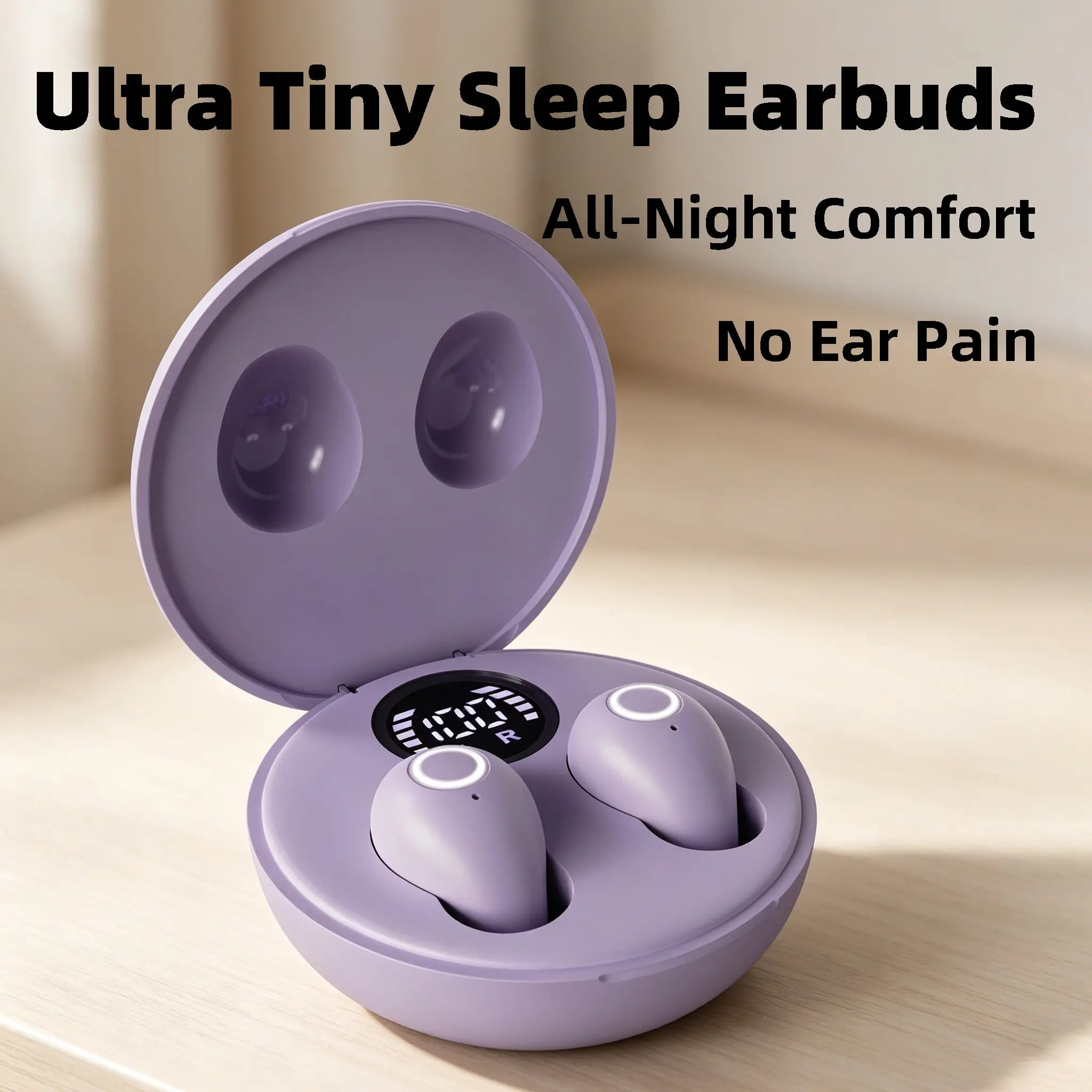 Mini Bluetooth Sleep Wireless Earphones - Mobile Audio Headphones with Active Noise Cancellation, Lightweight, Water Resistant, No Foreign Body Sensation, Ear-Protecting, Pain-Free Continuous Wear, Low-Profile Design for Side Sleeping & Naps