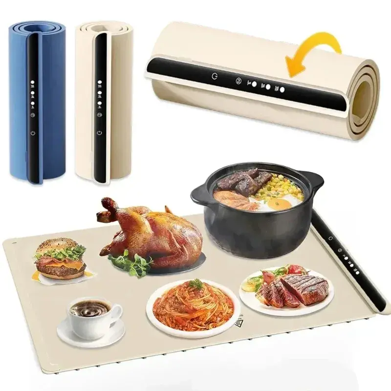 Electric Warming Tray - Portable Silicone Warmer Plate for Coffee & Food. Foldable Design, Perfect for Desk, Kitchen, Picnic & Travel. Stay Warm Anywhere!