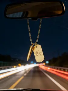 Holding memories close, carrying passion along the way. 18K gold-plated bullet-shaped car accessory Rearview mirror ornament Stylish interior decoration gift Unisex