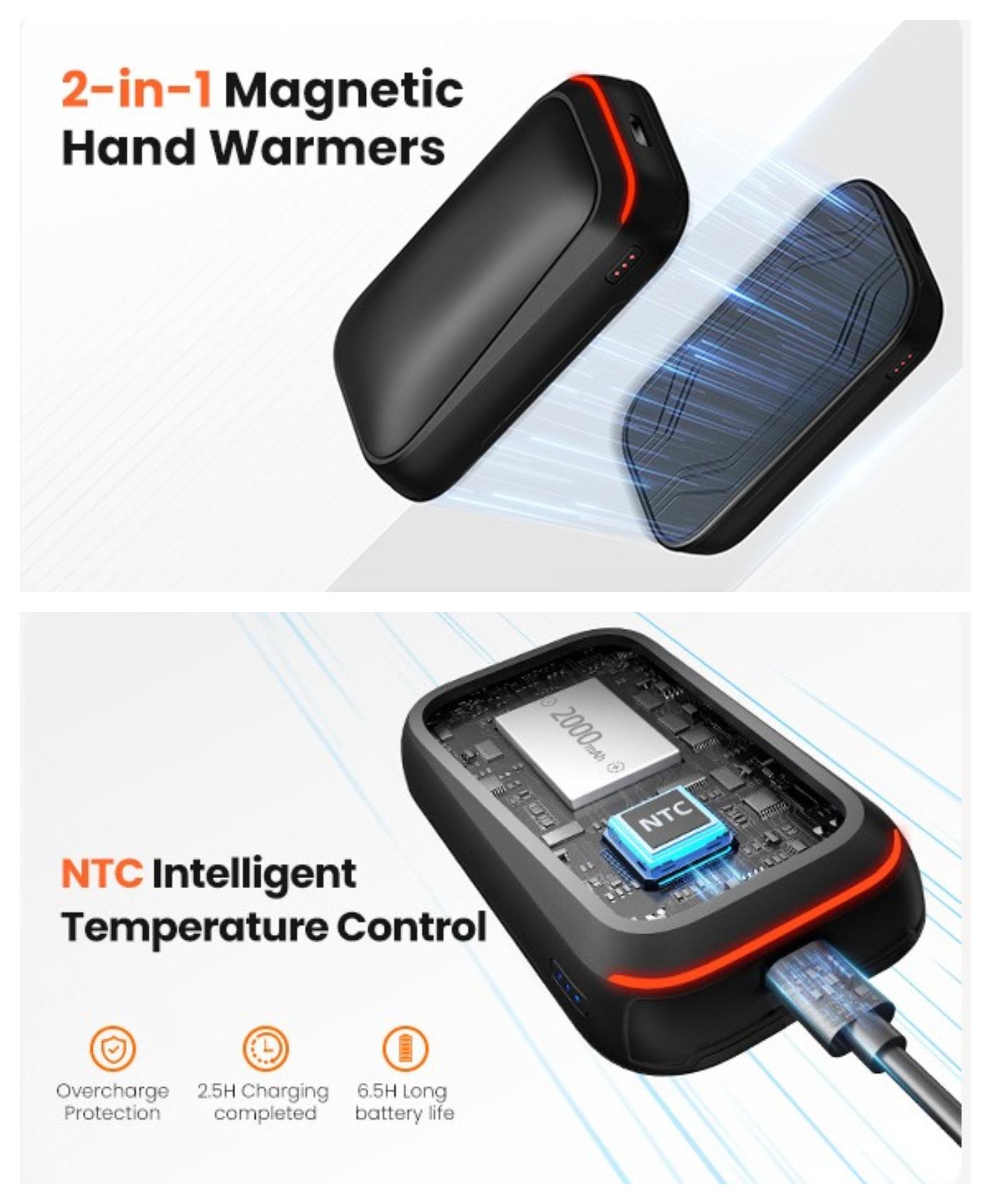 GAIATOP Automotive Turbo Design Hand Warmers for Men | 10400mAh, 13H Long-Lasting Warmth, 3s Fast Heat, 3 Modes Rechargeable for Him. Safety Certified GAIATOP Automotive Turbo Design Hand Warmers for Men | 10400mAh, 13H Long-Lasting Warmth, 3s Fast Heat, 3 Modes Rechargeable for Him. Safety Certified