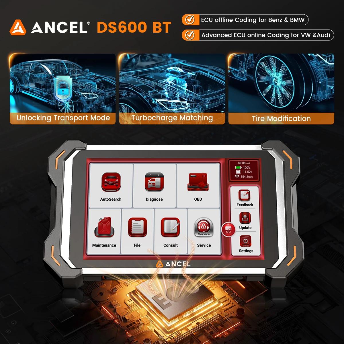 ANCEL DS600BT OBD2 Scanner Full System Diagnostic Tool CANFD/DOIP Bi-Directional ECU Coding 34 Reset Lifetime Free Update Fit for Chevrolet, Ford, BMW E/F/G Chassis, Jaguar, Land Rover ANCEL DS600BT OBD2 Scanner Full System Diagnostic Tool CANFD/DOIP Bi-Directional ECU Coding 34 Reset Lifetime Free Update Fit for Chevrolet, Ford, BMW E/F/G Chassis, Jaguar, Land Rover