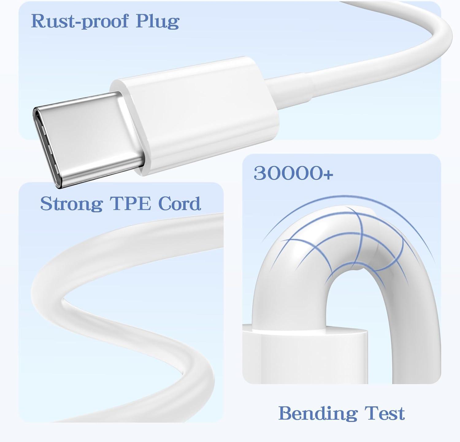 Fast Charging USB-A to USB-C Cable 2-Pack 6.5 Feet Compatible with iPhone 15/16/17 Chargers Works with CarPlay Supports Apple iPhone 17 Pro Max/16 Plus iPad Pro 12.9/11/Air 5th Gen/4th Gen Mini Long Type-C Charging Cable Fast Charging USB-A to USB-C Cable 2-Pack 6.5 Feet Compatible with iPhone 15/16/17 Chargers Works with CarPlay Supports Apple iPhone 17 Pro Max/16 Plus iPad Pro 12.9/11/Air 5th Gen/4th Gen Mini Long Type-C Charging Cable