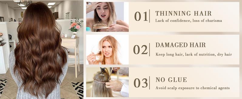 AISI HAIR 4PCS Synthetic Clip in Hair Extensions Black Brown Double Weft 20/24 Inch Long Wavy Straight Hairpiece for Women natural hair