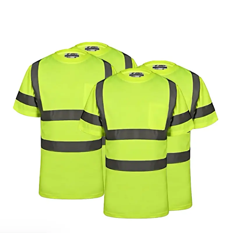 Men’s Class 3 Safety Lime Short Sleeve T-Shirt (2-Pack or 4-Pack) – Light Tops with Reflective Tape, Breathable Dry Fit Summer Work Top, Safety Light Tops