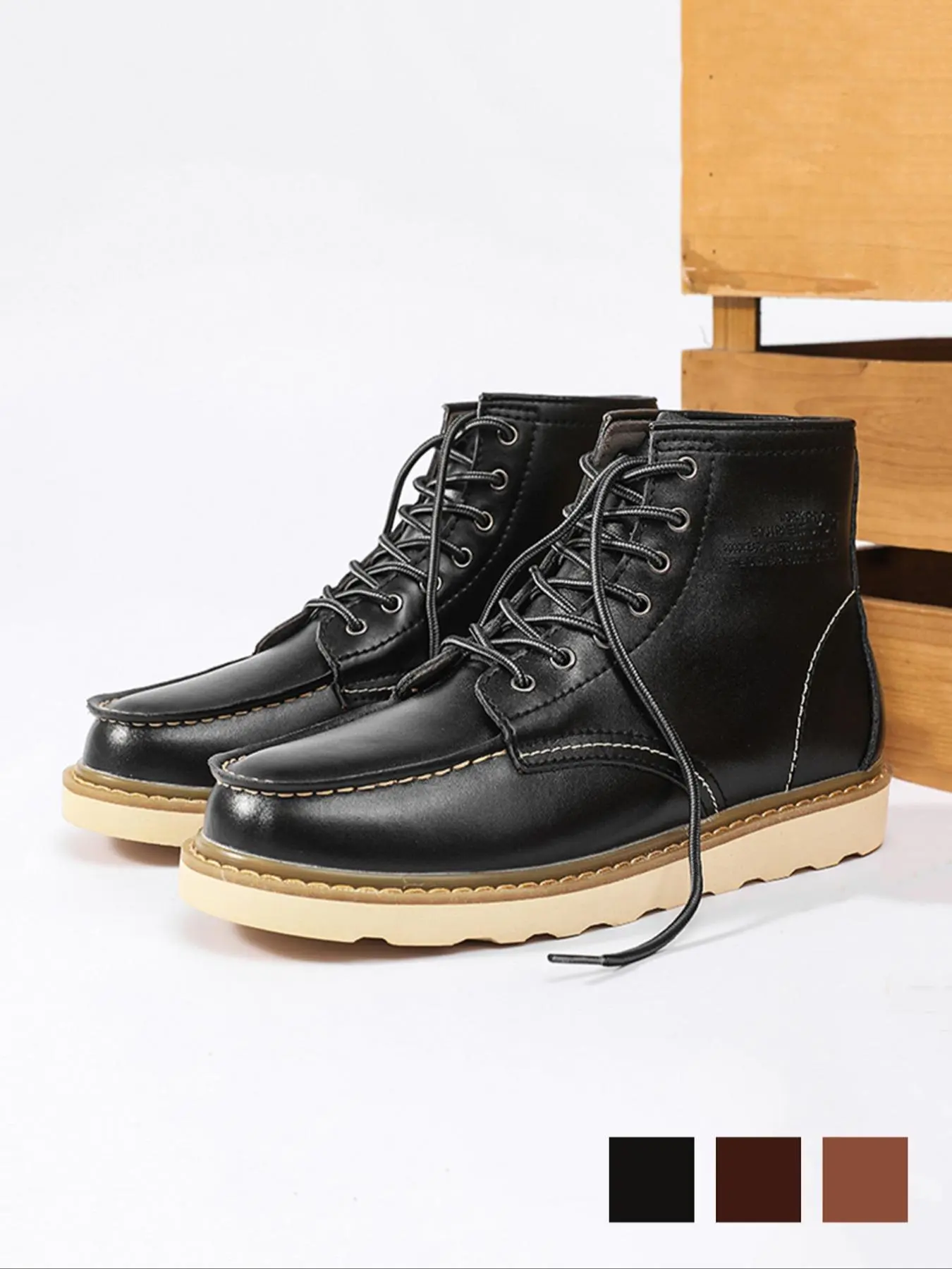 Men's Outdoor Boots, Sporty Lace Up Hiking Boots for Men, Fashionable Boots for Daily Wear, Footwear, Closed, Walking Shoes, Army Boots, Tactical Casual Boots, Modern Boot