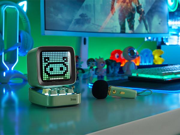 Divoom Ditoo-Mic Mini Karaoke with Microphone Pixel Art Bluetooth Speaker Portable Wireless Microphones & Party Lights for Kids Adults Birthday Gifts for Girls Boys Family Home Party Speker Audio - Smartphone