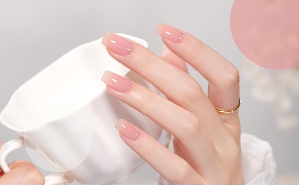 GAOY Luck in Love Jelly Pink Gel Nail Polish Set of 6 Transparent Colors Nude White Sheer Gel Polish Kit for Salon Gel Manicure and Nail Art DIY at Home