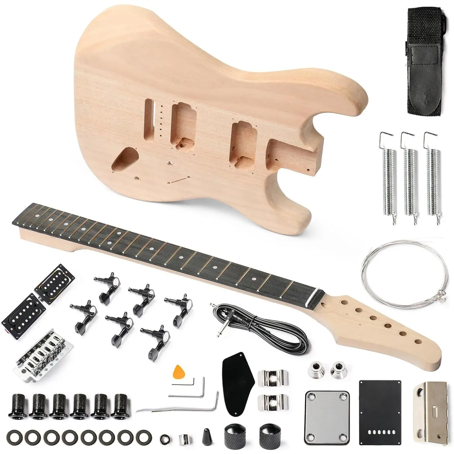 Glarry DIY Electric Guitar Kit with Guitar Picks - 6 Strings, Mahogany Wood Body, Maple Neck, Beginner-Friendly, All Components Included (GST), Guitar Strings tiktokshopbacktoschool