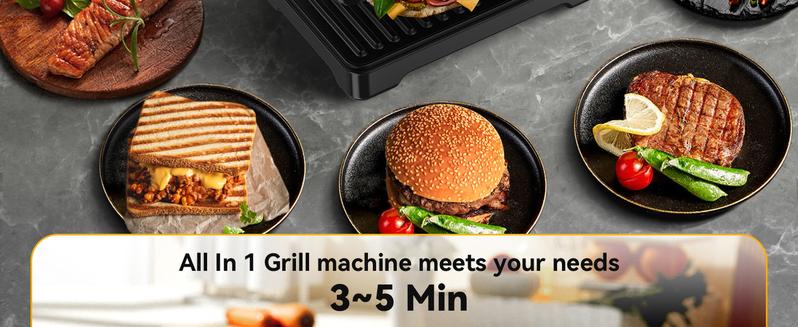 YASHE Panini Grill Press, 1200 W Sandwich Maker, Panini Maker with Non-Stick Coated Cast Aluminum Plates, Fits 2 Slices of Bread, 180-Degree Opening, Easy to Clean,Versatile Use