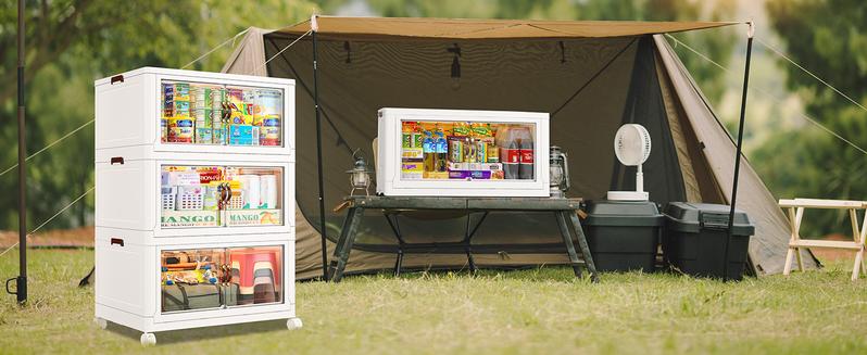 RaybeeFurniture Stackable Storage Containers with Wheels & Lid Large Plastic Foldable Organizers for Home Office, Ideal for Clothes, Books, and More