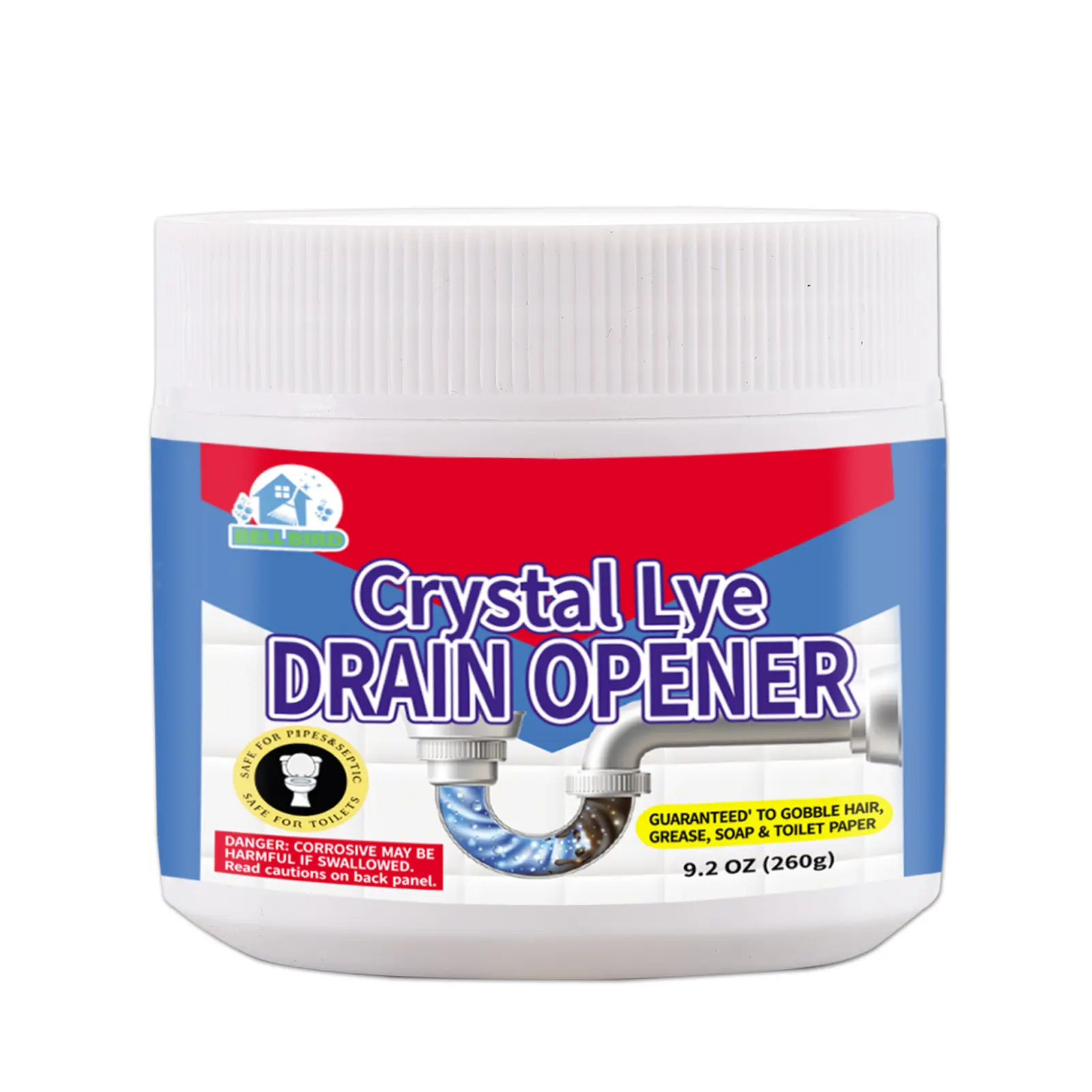 260g,Crystal Lye Drain Opener,Drain flies,Clogged drain,removing sink drain,drain cleaning sink,Water drain cleaning,sewer drain unclogged,drain cleaning equipment,clean drain bathtub, Household clogged pipeline Container Cleaner Plastic Kitchen Soap