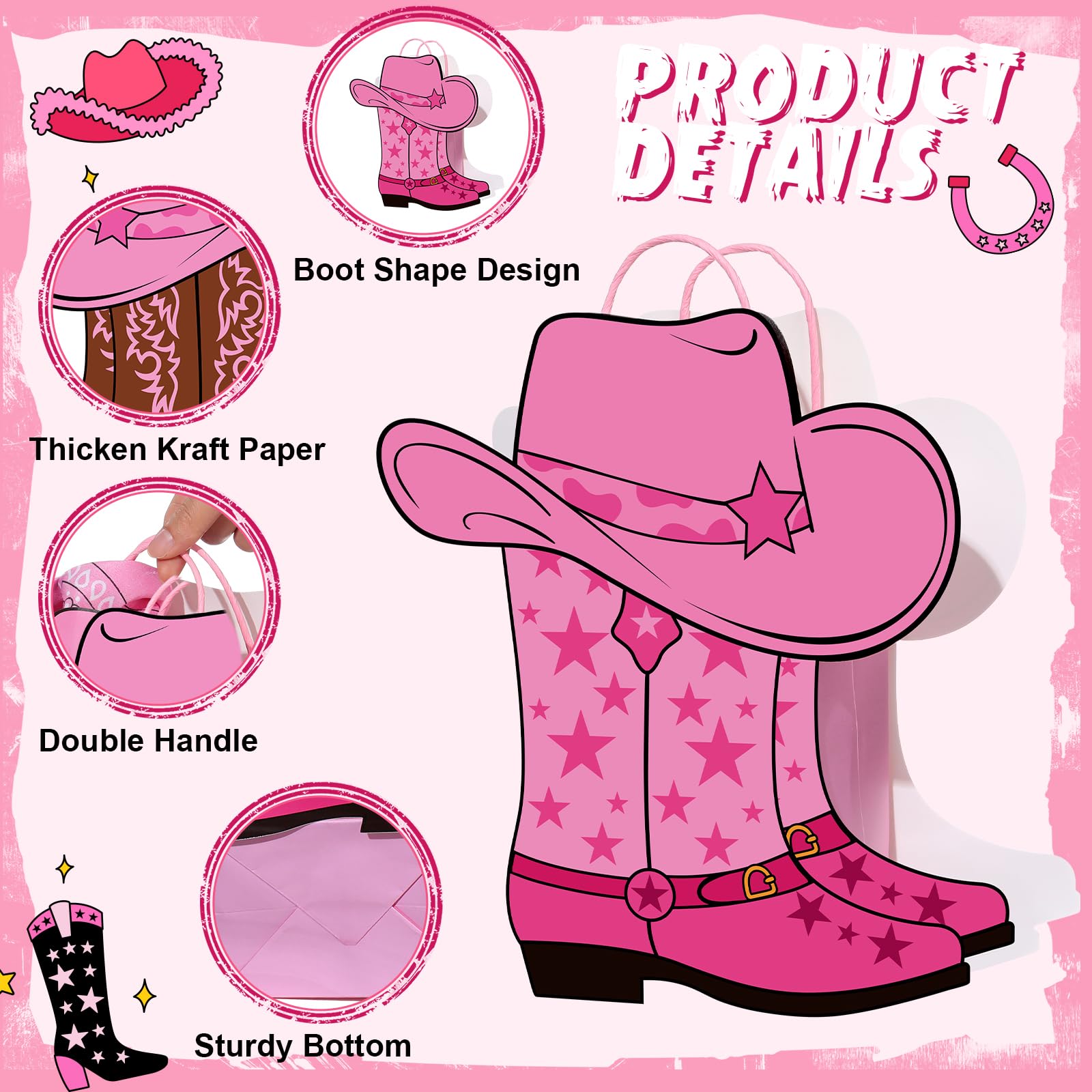 16/32 Pcs Cowboy Party Gift Bags Cowgirl Boots Gift Paper Bags with Handle paisley bandanas Western Theme Party Decorations for Summer Birthday Wedding girls' night Last Rodeo Party bridal showers Supplie 16/32 Pcs Cowboy Party Gift Bags Cowgirl Boots Gift Paper Bags with Handle paisley bandanas Western Theme Party Decorations for Summer Birthday Wedding girls' night Last Rodeo Party bridal showers Supplie
