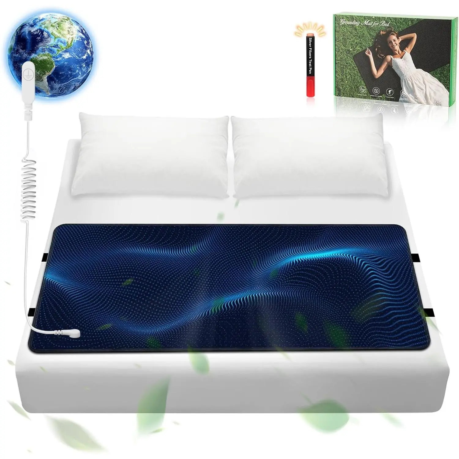 Grounding Mat for Bed, Grounding Sheets, Grounding Mattress Pad with Cord (Queen, 60"x27")