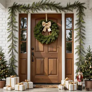 6FT 4Pcs Artificial Cedar Garlands, Realistic-to-the-Touch Winter Cedar Garlands, Green Artificial Greenery Pine Garland for Dining Table, Mantel, Wall, Indoor, Outdoor Decor.