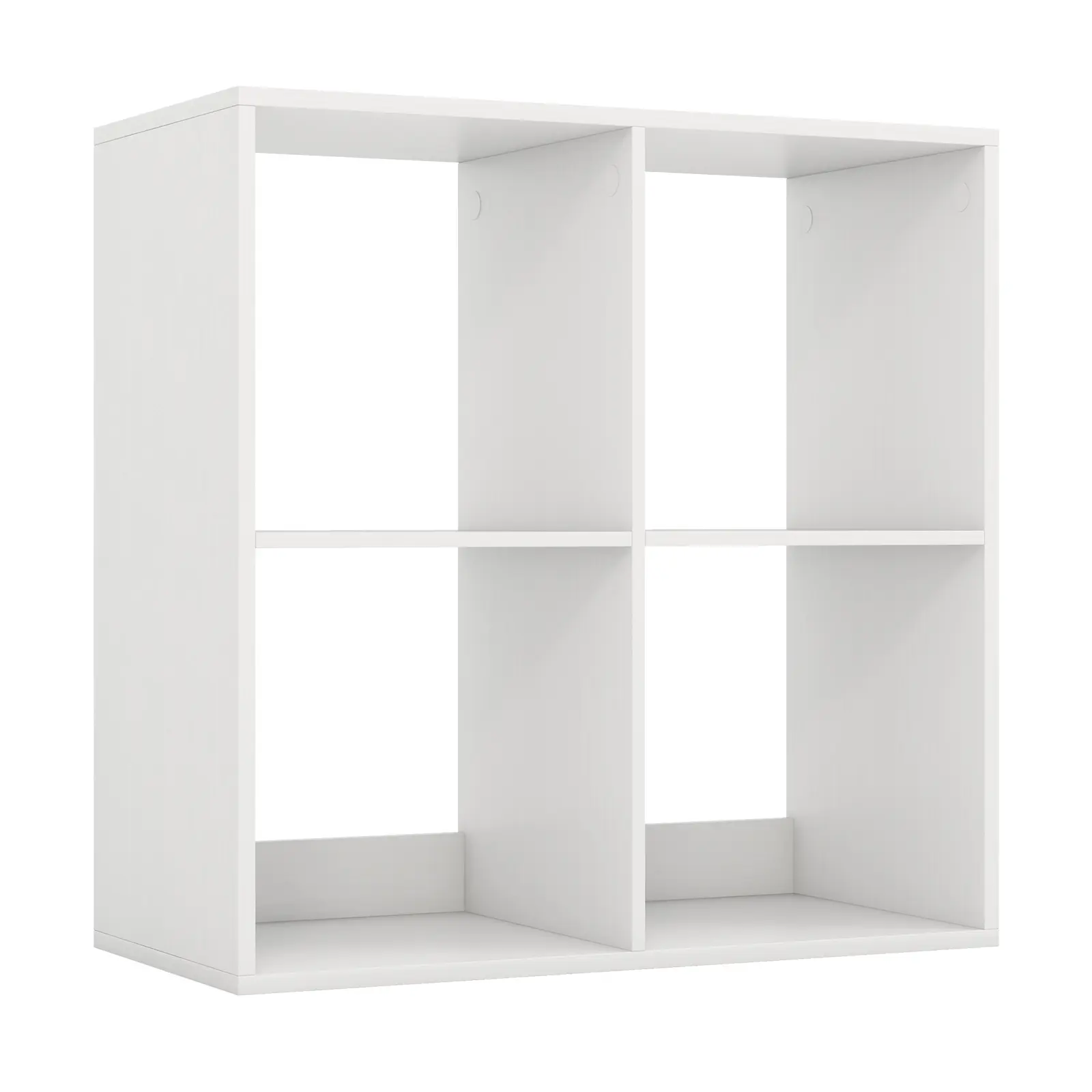 COSTWAY - 4 Cube Bookshelf with Back Guardrail for Living Room Bedroom-White