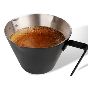 YARRAMATE Stainless Steel Espresso Shot Cup, Double Spout Metal Espresso Measuring Cup with V-Shaped Mouth, Espresso Accessories, 3.4OZ/100ML