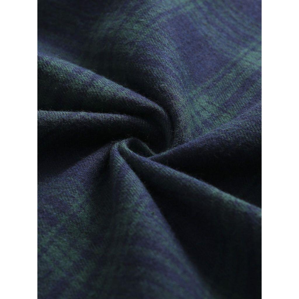 Retro Stage 1950S Green Plaid Short Sleeve Shirt Dress with Cinched Waist & Flared Skirt for Casual Outings & Dates - Classic Look & Comfortable Fit Womenswear Collared Shortsleeve Summer Basic Minimalist Vintage Girly Clothes Suits Gamis Fitted