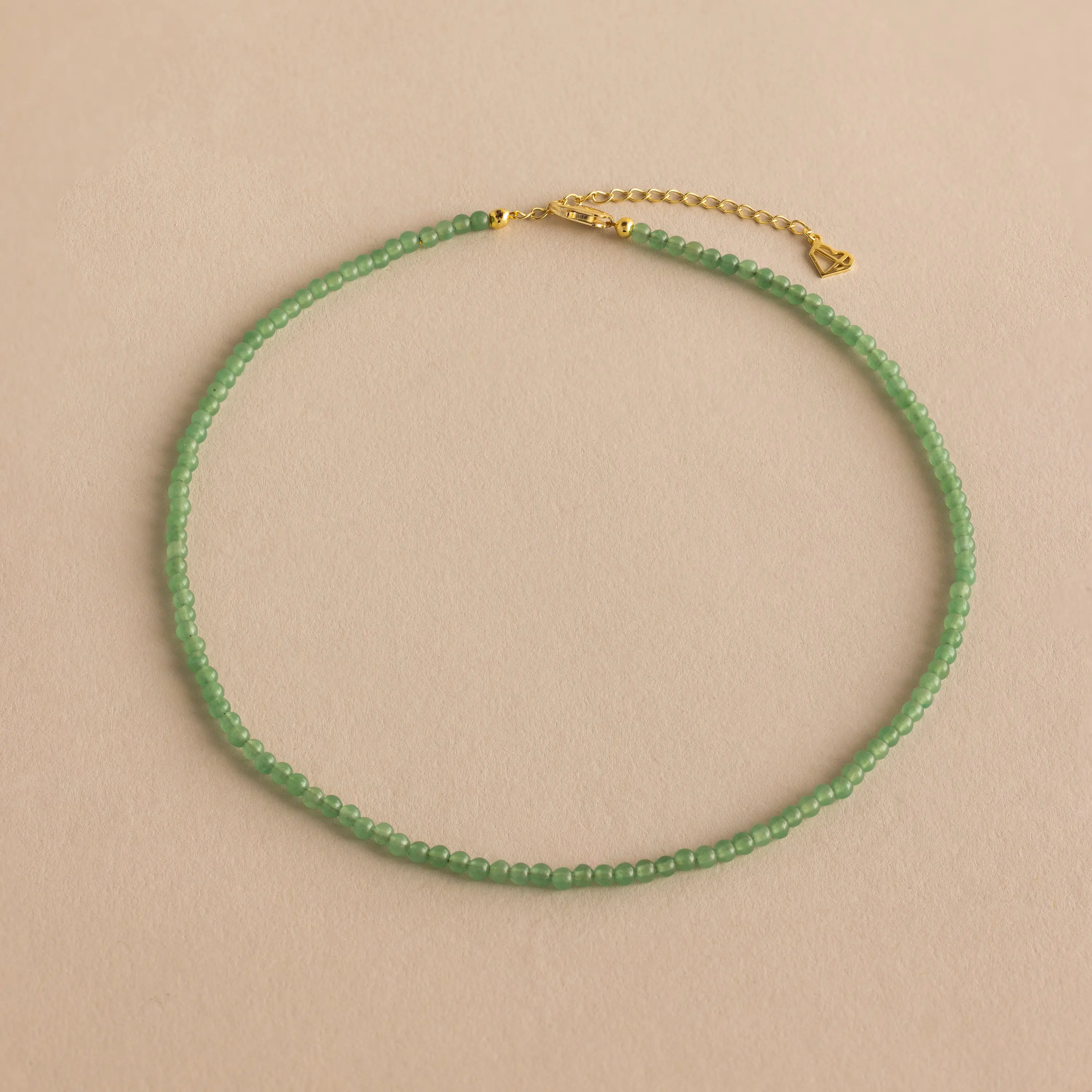 Tiny Aventurine Choker Necklace by Caitlyn Minimalist - Dainty Beaded Green Gemstone Necklace - Unique Layering Necklace for Women - Best Friend Gift