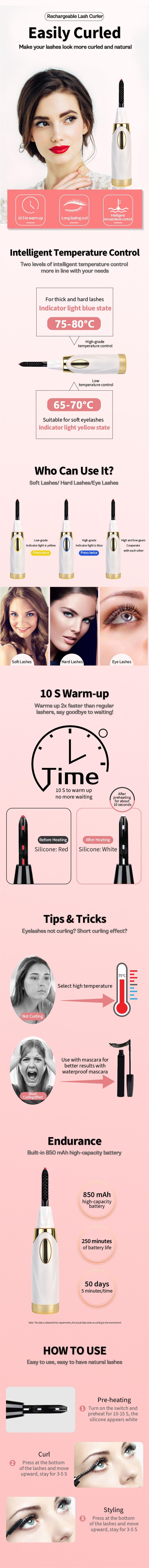 Heated Eyelash Curlers Electric Eyelash Curler with LED Display, 2 Temperature Modes Anti-Burn USB Rechargeable Natural Curling 24H Long Lasting for Women Makeup Tools Gifts