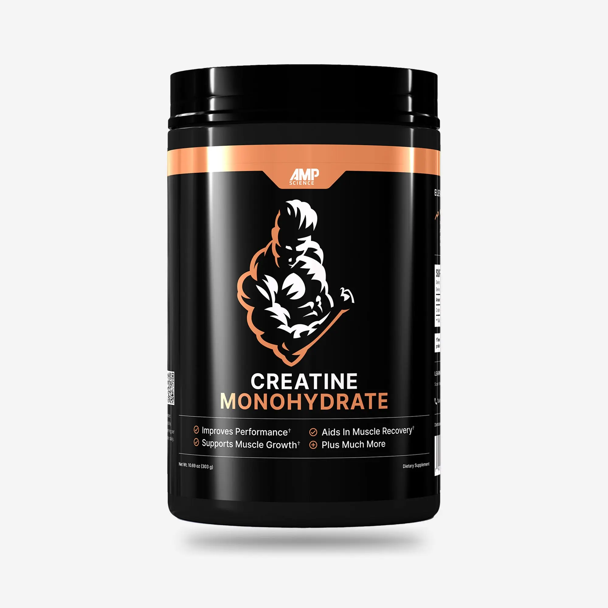 Amp Science Daily Creatine Monohydrate Formula - 3rd-Party Tested, 5g Per Serving, 60 Servings, Vegan & Vegetarian Friendly, Made in USA, GMP Certified Facility, Supplement, Health, Workout Powder Muscle Recovery Drink