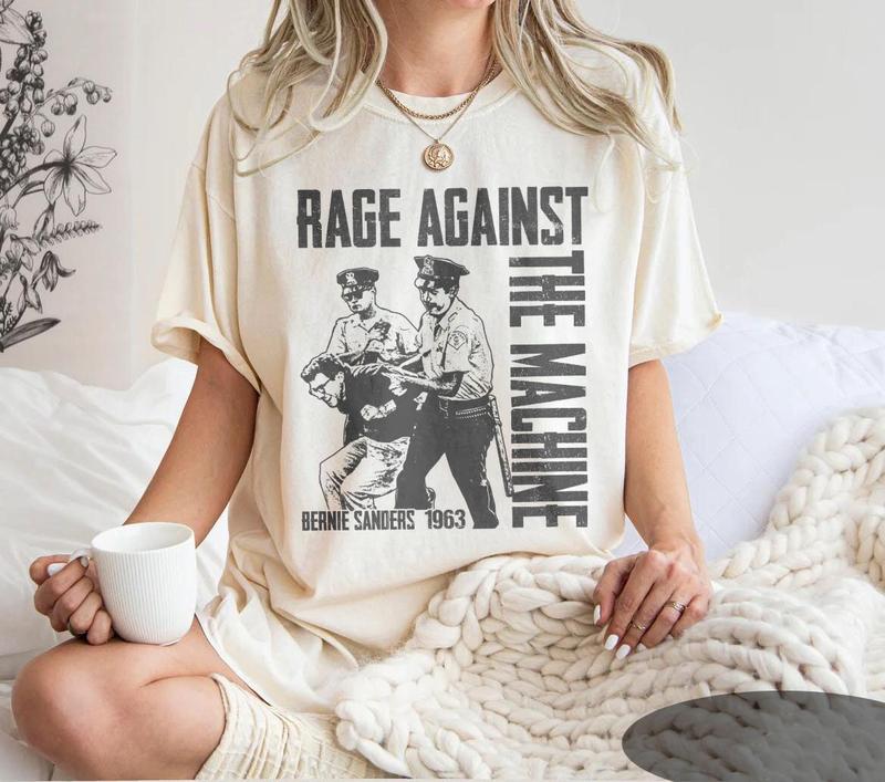 Berniee Sanders Tshirt, Rage Against The Machine Shirt, 1963 Arrest Photo, Resistance Tee, Unisex Short Sleeve Tee, Graphic Round Neck Tee Top Womenswear