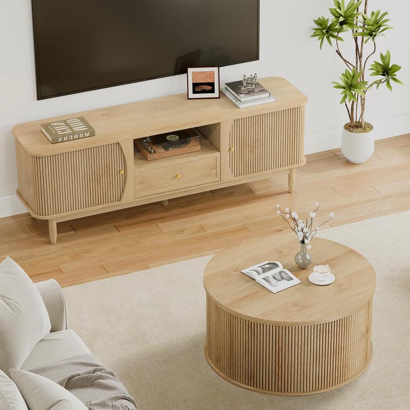 Giratree 31.58" Round Coffee Table, Lift Top Coffee Table with Storage, Farmhouse Fluted Center Table Circle Dining Table for Living Room, Reception Room, Home Office Giratree 31.58" Round Coffee Table, Lift Top Coffee Table with Storage, Farmhouse Fluted Center Table Circle Dining Table for Living Room, Reception Room, Home Office