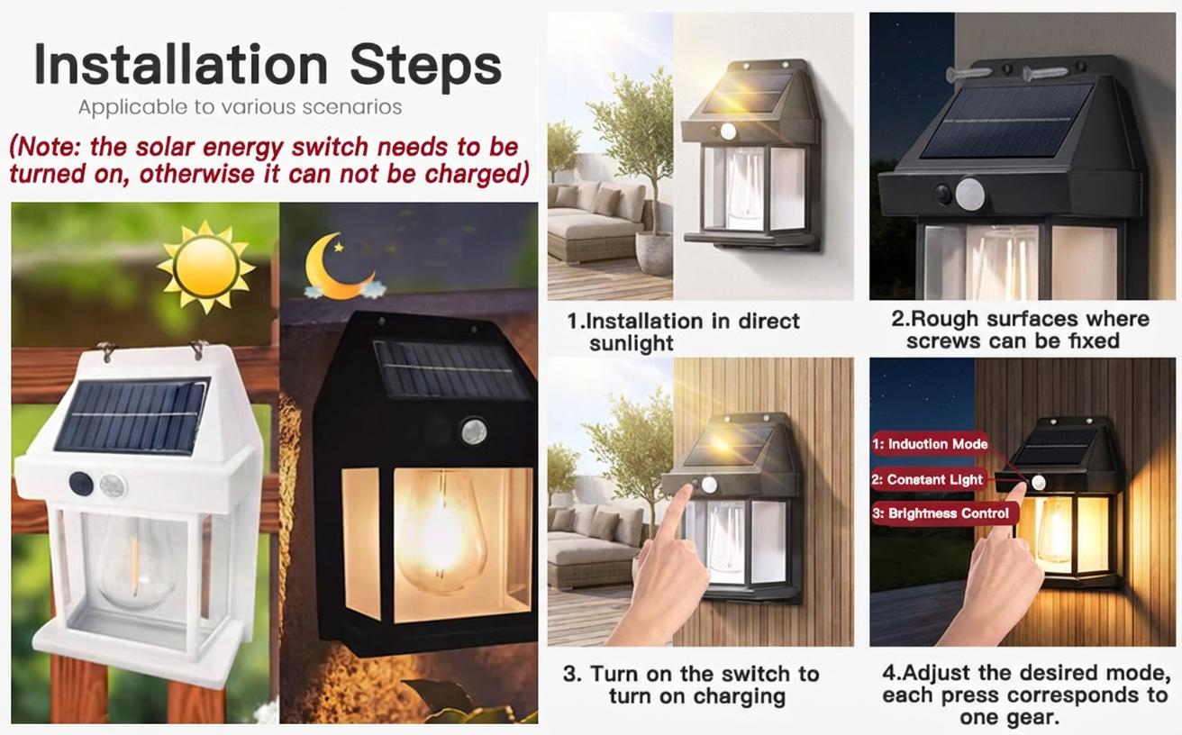 Upgrade Your Outdoor Space in 10 Minutes. Mount these Solar Wall Lights Outdoor on your fence or wall – tools included!