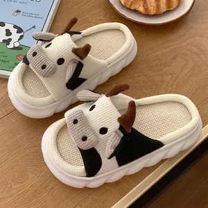 Cow Slippers for Women - Plush Soft Non-Slip Cute Cows House Slipper, spring Warm Fuzzy Shoes with Comfort