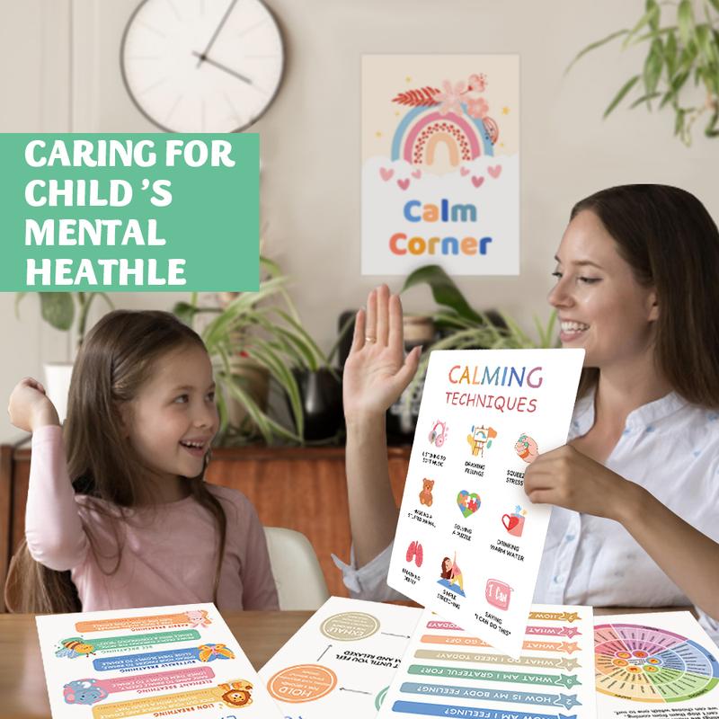 12 Calming Corner Posters Classroom, Calm Down Corner Feelings Chart for Kids, Mental Health Posters, Classroom Educational Poster Emotions Chart Coping Skills, Preschool Classroom Wall Art Decorations, Christmas Gift