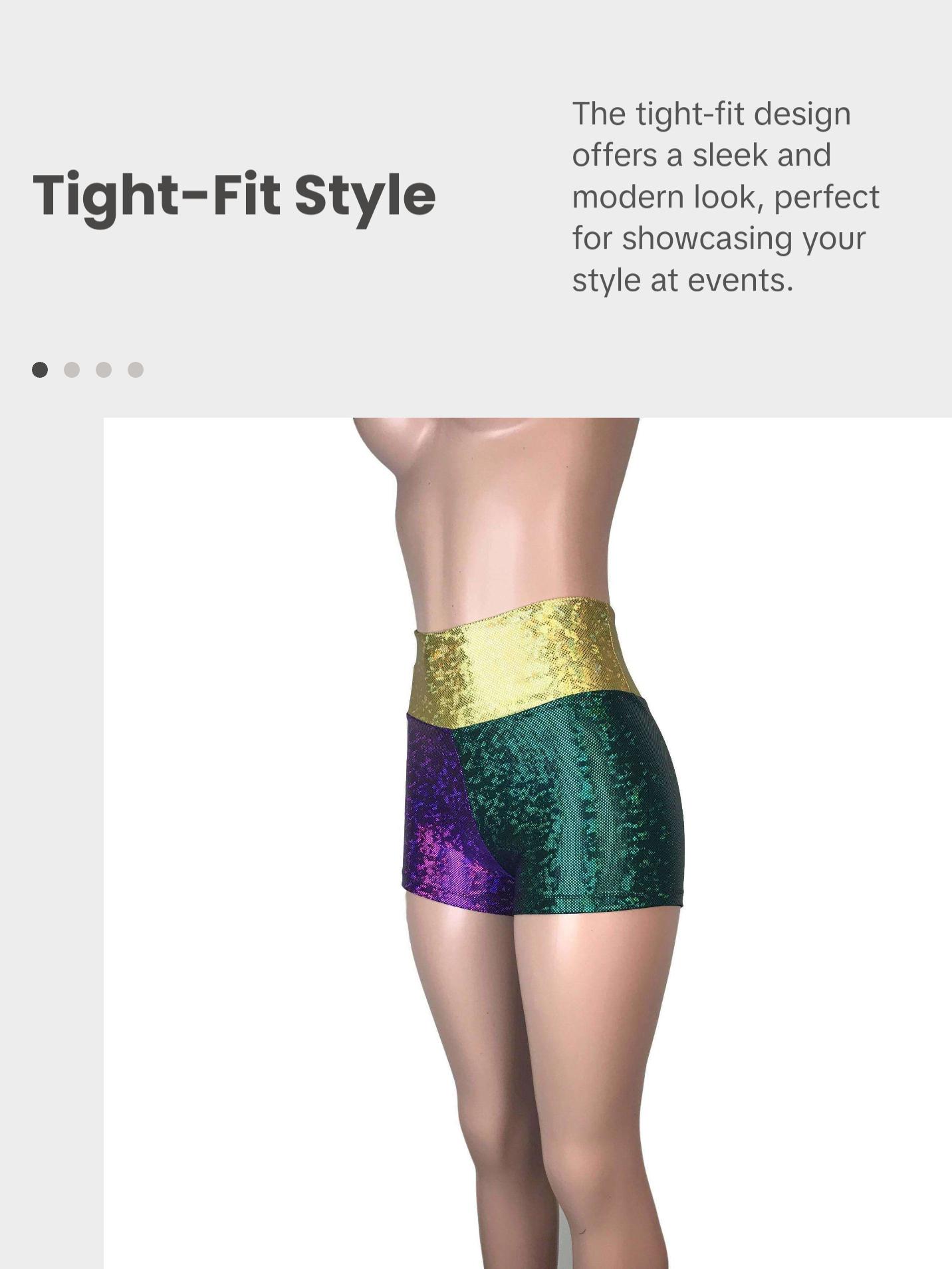 High Waisted Mardi Gras Booty Shorts - Holographic