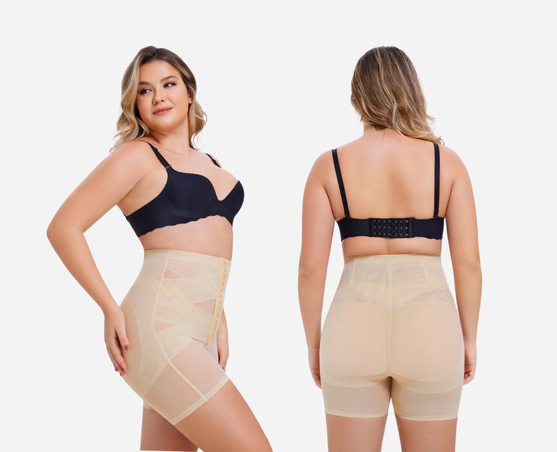 Nebility Women's Mesh Comfort Shapewear Short - Black Daywear Minimalist Design Sexy and Basic Style Womenswear High Waist Shaper Compression Seamless Tummy Control Beige
