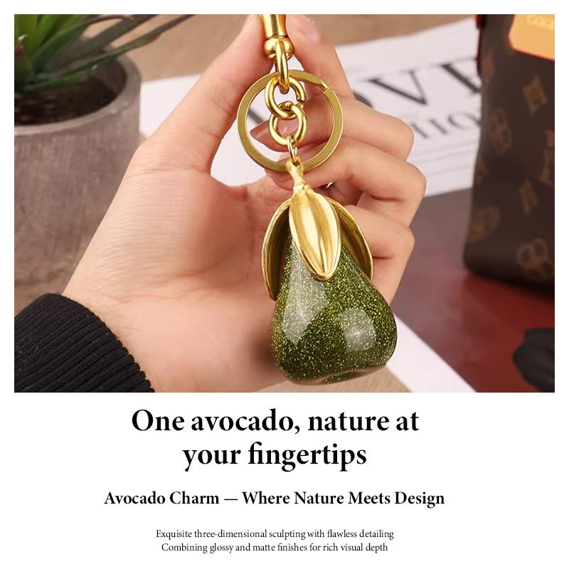 Green Pear Keychain Purse Charm - Cute Glitter Bag Accessory for Handbags, Perfect Birthday & Holiday Gift