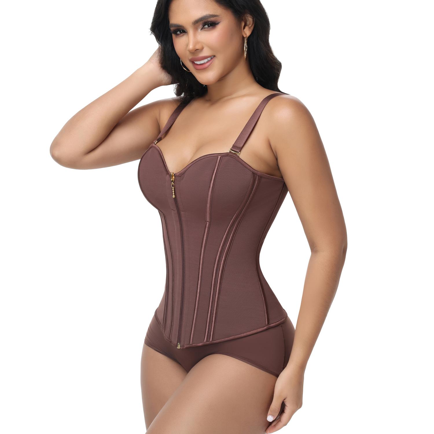 SHAPSHE Waist Shapewear for Women Tummy Control with Detachable Shoulder Strap Corset Shapewear Cincher Vest Sport Workout going out tops with Bra