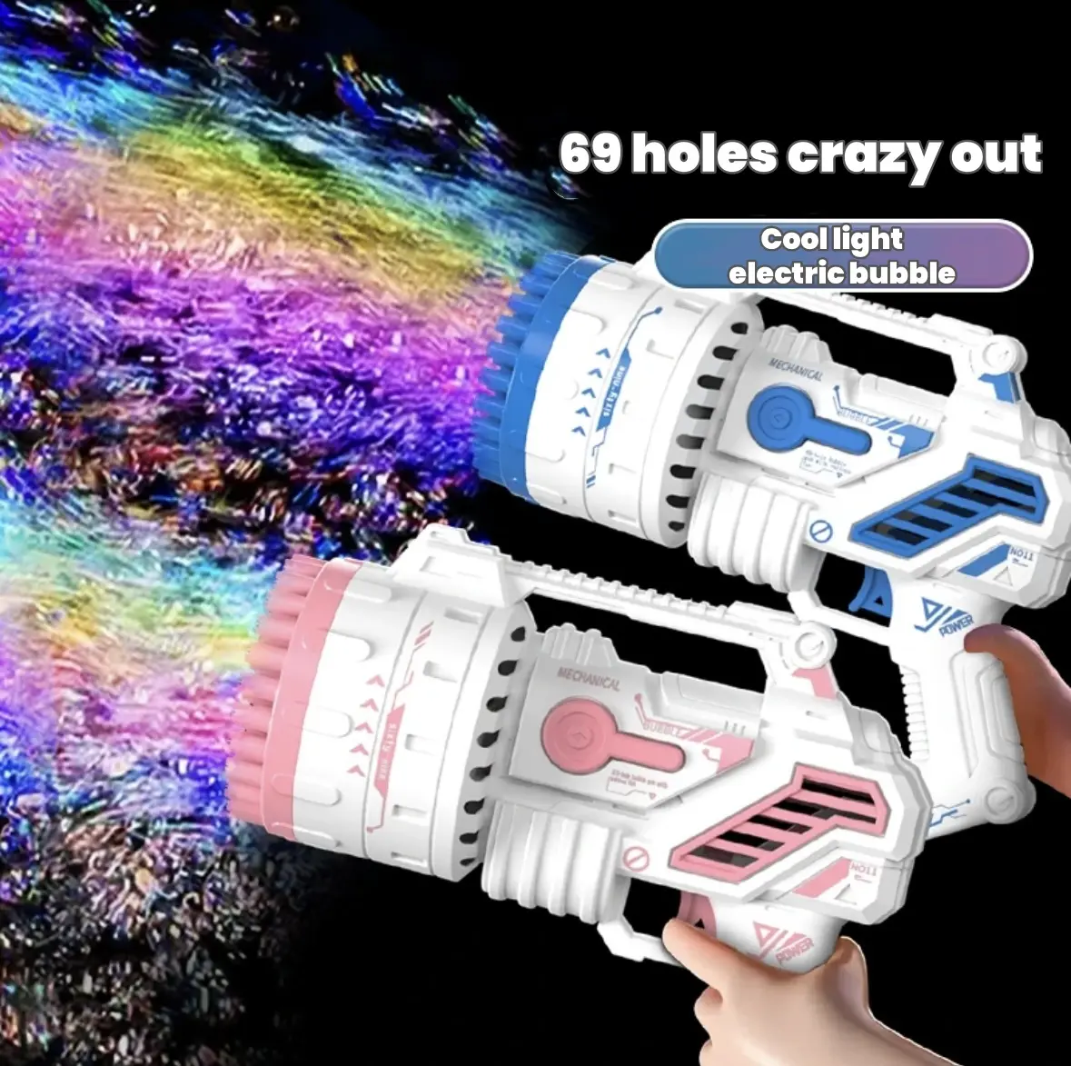 2026 The latest 69 hole Bubble Machine - Children's colored light bubble machine, outdoor and party toys, the best gift for children! Stress-relieving toys