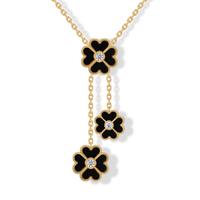 3 Black Onyx Clover - Yellow Gold