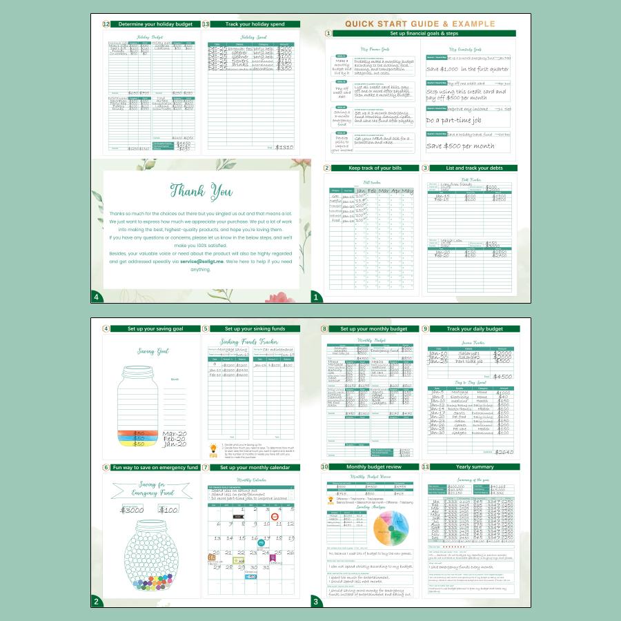 SOLIGT 8.5 x 11 inches Large Budget Planner and Monthly Bill Organizer Premium Hardcover Budget Book with 12 Pockets for Savings Debt Expense Tracking Budget Tracker with Stickers Financial Journal