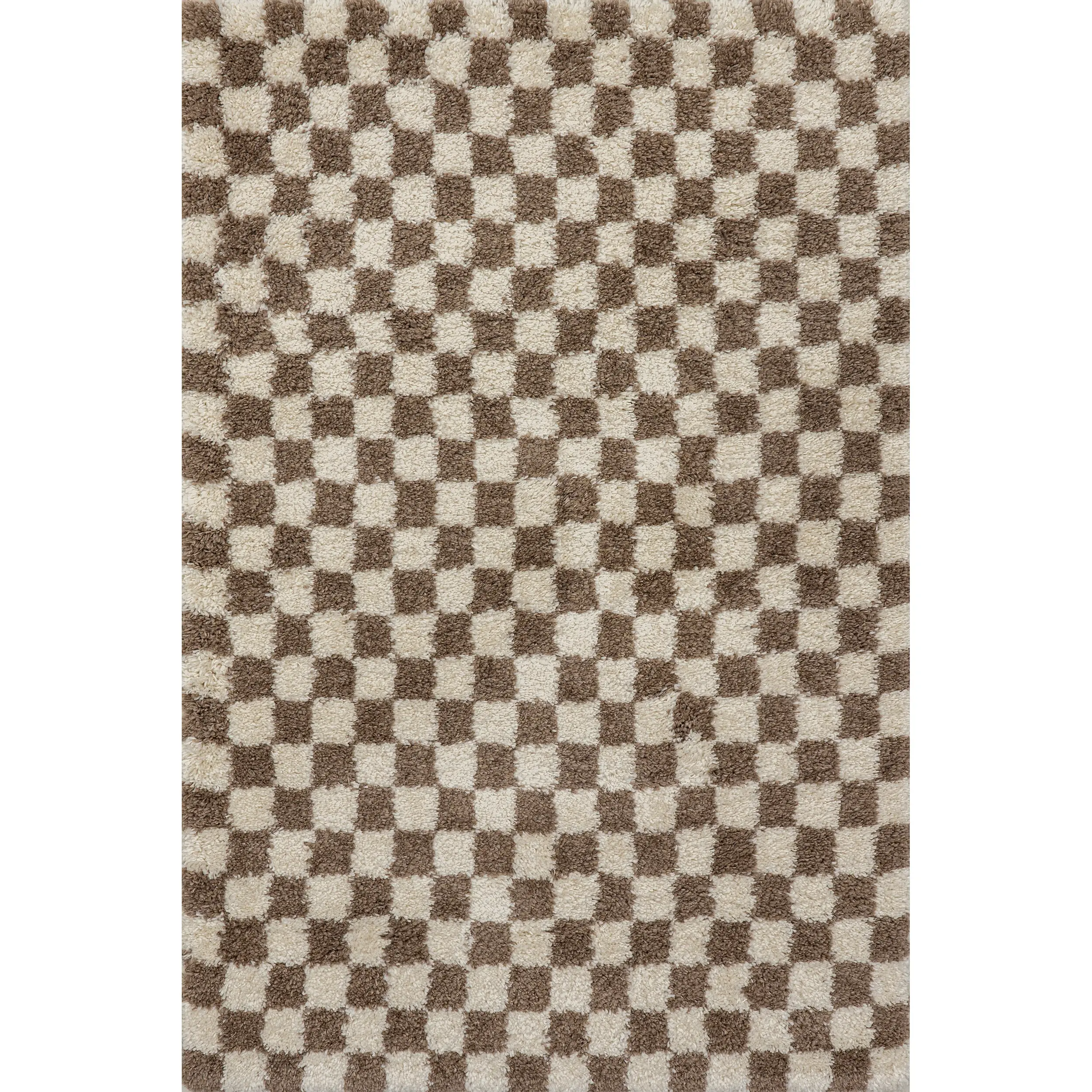 Adelaide Mid-Century Checkerboard Shag Area Rug, Polypropylene Rug for Bedroom/Living, Living Room Decor Piece