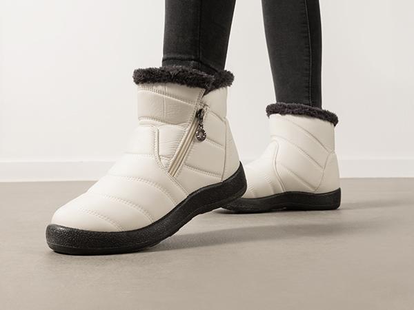 DREAM PAIRS Winter Boots for Women Warm Fur Lined with Zipper Flat Ankle Boots Comfortable Lightweight Outdoor Indoor Booties