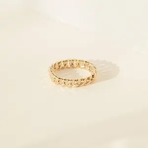 Curb Chain Ring by Caitlyn Minimalist - 18K Gold Plated Link Chain Stacking Ring - Statement Jewelry - Gift for Her