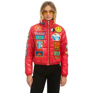 VINTAGE PATCH APRES PUFFER JACKET - CHERRY GLOSSY