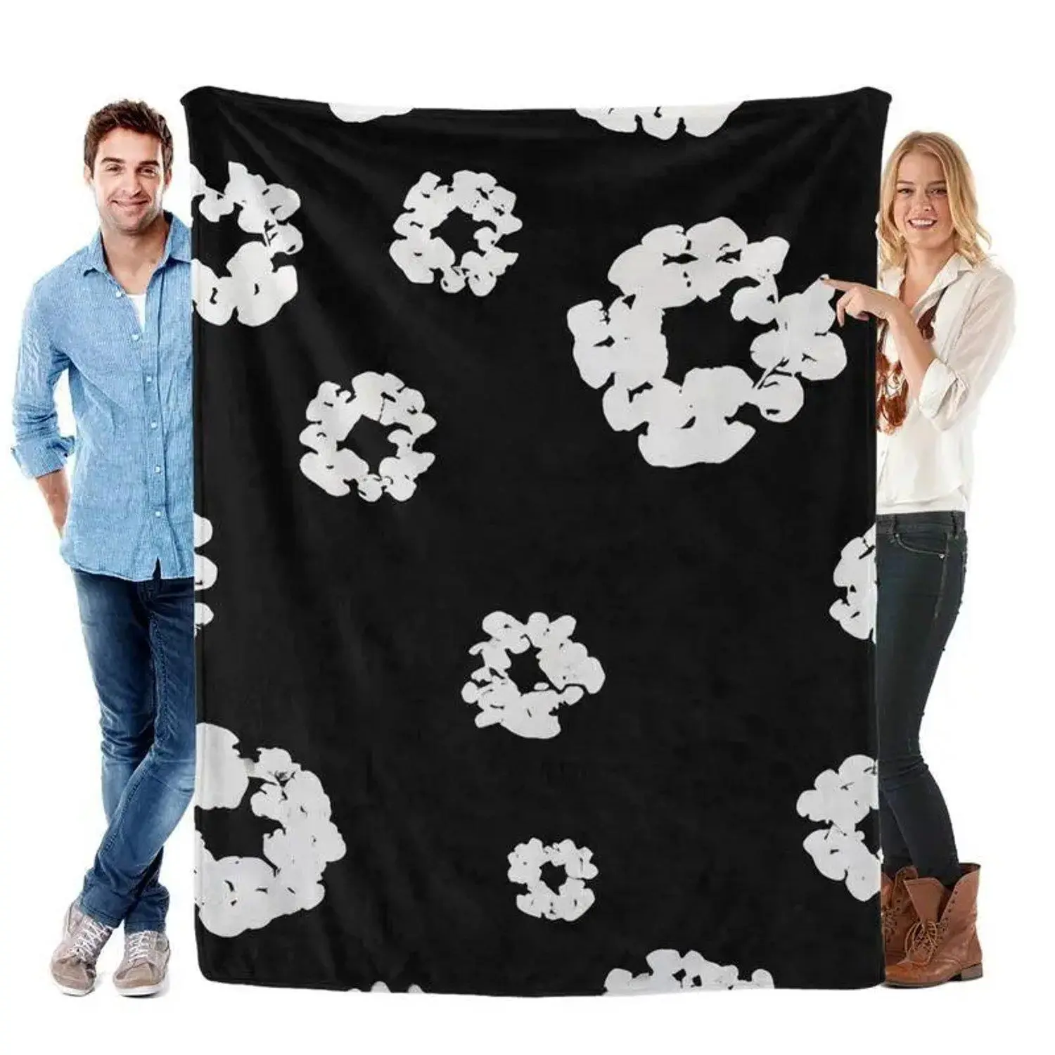 Luxury Cozy Blanket Featuring Unique White T Tears Prints Soft Plush All Season Throw for Sofa Bed Modern Home Perfect Birthday Christmas Halloween Gift