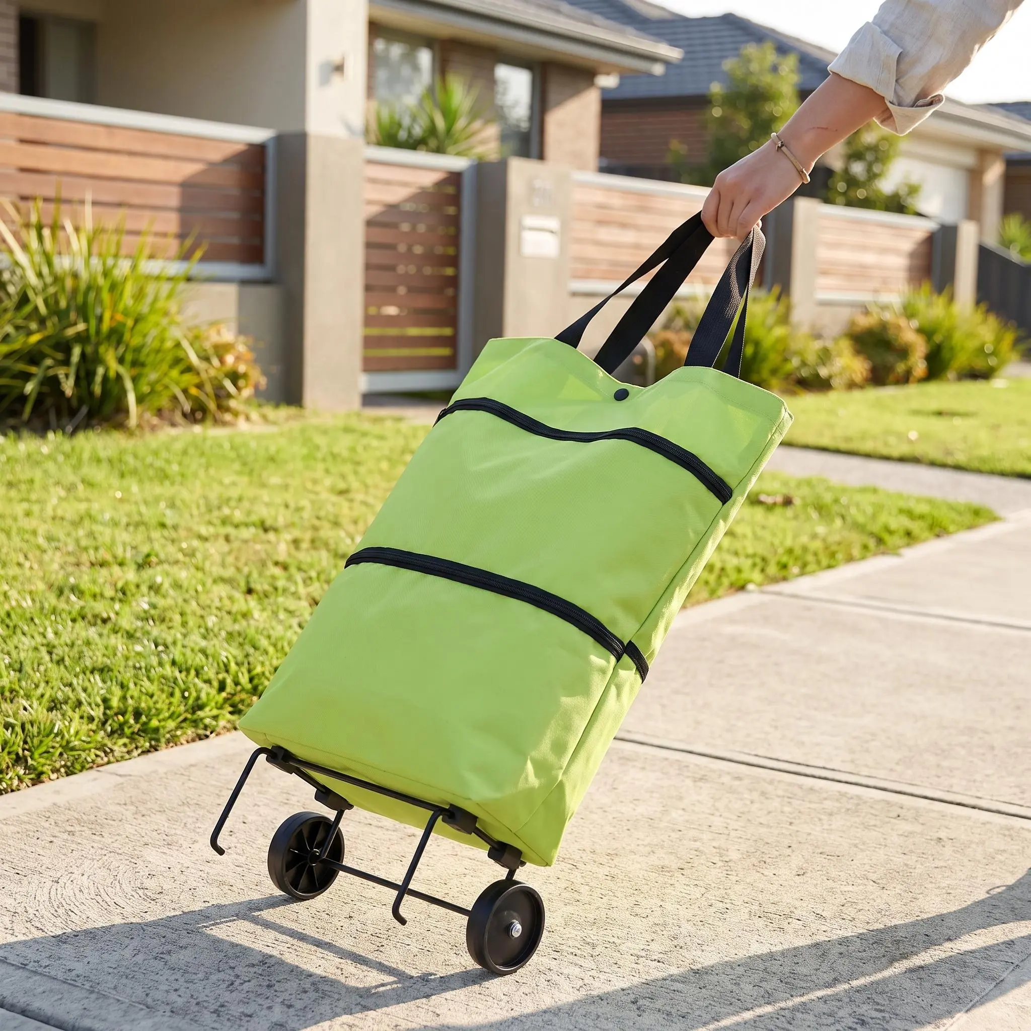 【Summer Sale Deals】Foldable Shopping Trolley Bag with Wheels - 2-in-1 Practical Reusable Grocery Cart and Shopping Bag for Market, Home Essentials, Foldable Shopping Bags, Compact