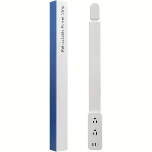 Socket Extender - Retractable Power Socket Electrical Outlet Extender Stick Features USB-A, USB-C And 2 AC Outlets, Extends 22"-34", Rotates 180° Access Hard-to-Reach Outlets, Wall Plug Power Socket Expander Nightstands, Sofa Loop Fastener