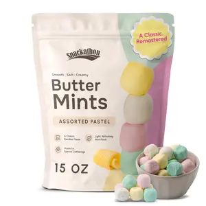 Snackathon Assorted Pastel Buttermints, Resealable Snack Pack, Soft Butter Mints, Creamy Pastel After Dinner Mints for Candy Bowls, Parties, Weddings, and Snack Bags