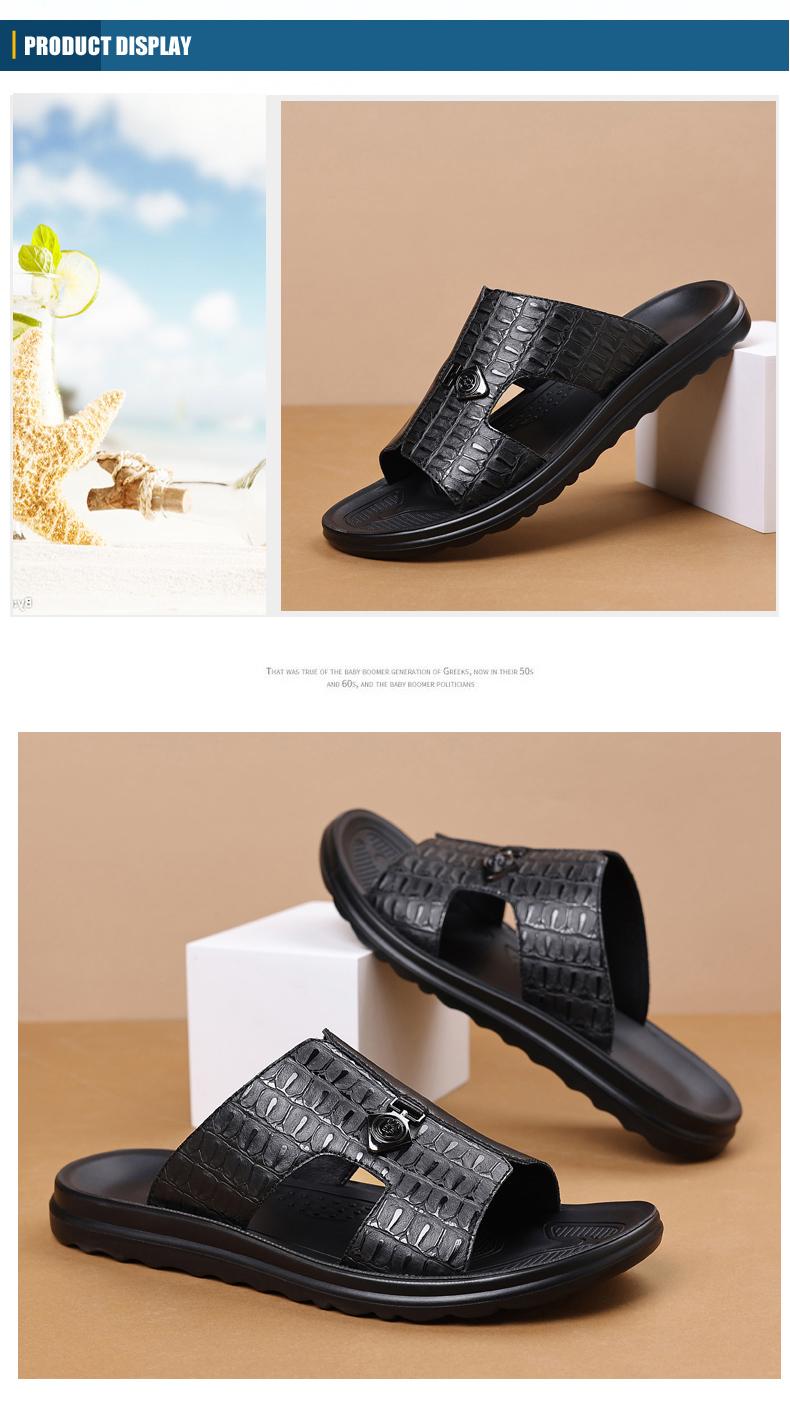 Men's Vegan Leather Summer Fashion Sandal & Stylish Slipper with Mixed-Texture Design | Quick Dry Sandals with Anti-Slip Sole | Beach Shoes for Men & Beach Casual Wear | Outdoor Beach Shoe, Outdoor Sandal for Indoor Use & Outdoor Entertainment