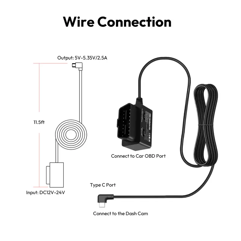 Vehicle dash cam wiring