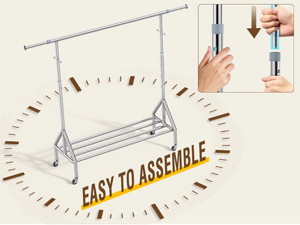 Multi-Functional Heavy-Duty Freestanding Clothes Rack Doubles as Pull-Up Bar Thickened Steel Tube Swivel Wheels 2-in-1 for Hanging Clothes & Working Out Large Capacity Space-Saving